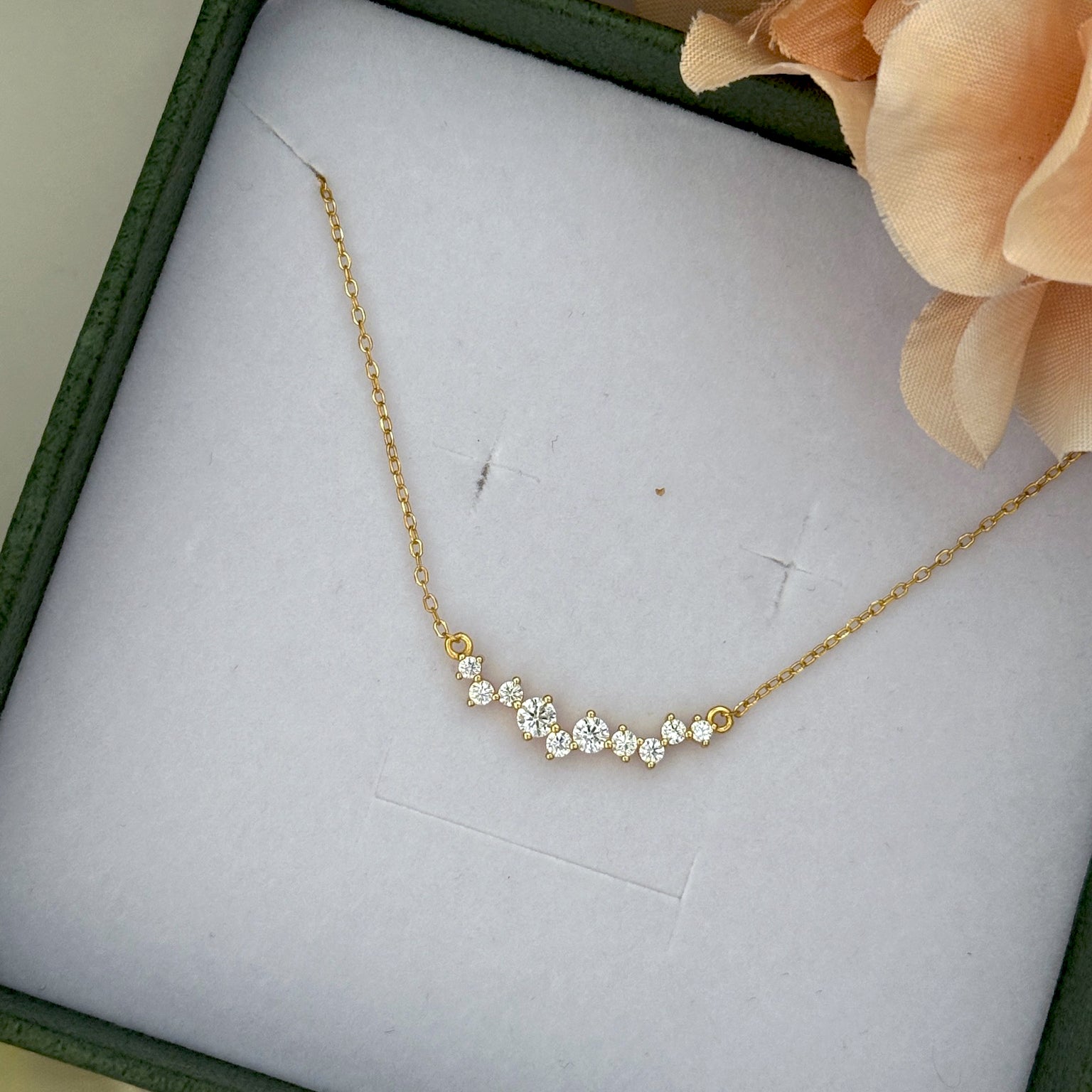 Curved Cluster Smile Layering Necklace by Stella Amoré