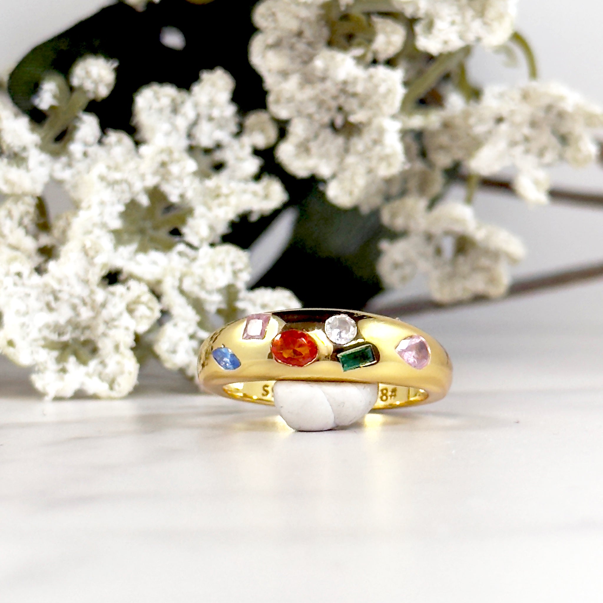 Mixed Gemstone Oversize Dome Ring by Stella Amoré
