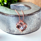 925 Silver Double Heart Necklace with Round Cut CZ by Stella Amoré