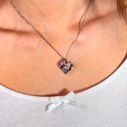 925 Silver Double Heart Necklace with Round Cut CZ by Stella Amoré