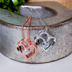 925 Silver Double Heart Necklace with Round Cut CZ by Stella Amoré