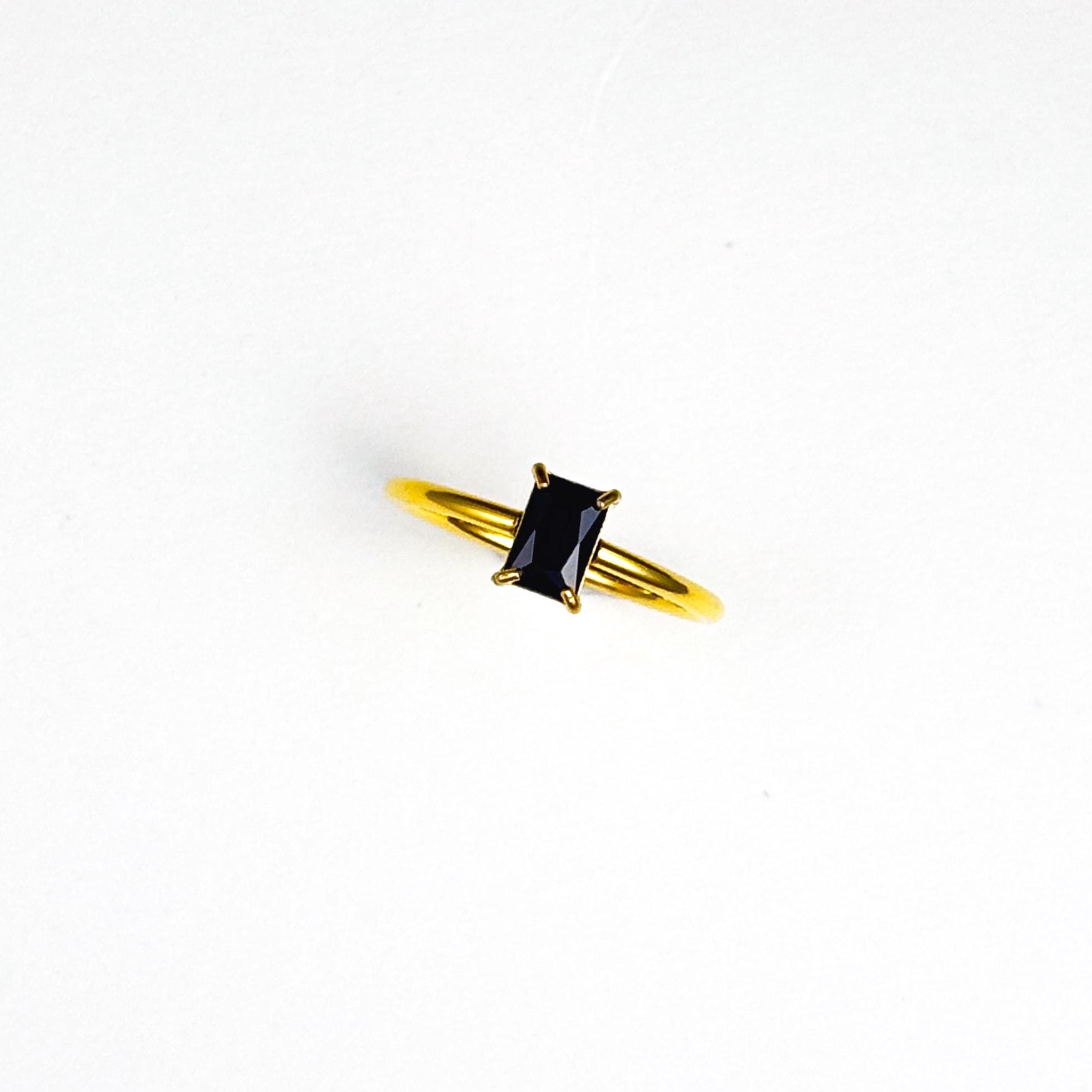 18k Gold Plated Diamond Baguette Ring by Stella Amoré