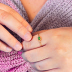 Dainty Adjustable Emerald Chain Ring in Gold by Stella Amoré