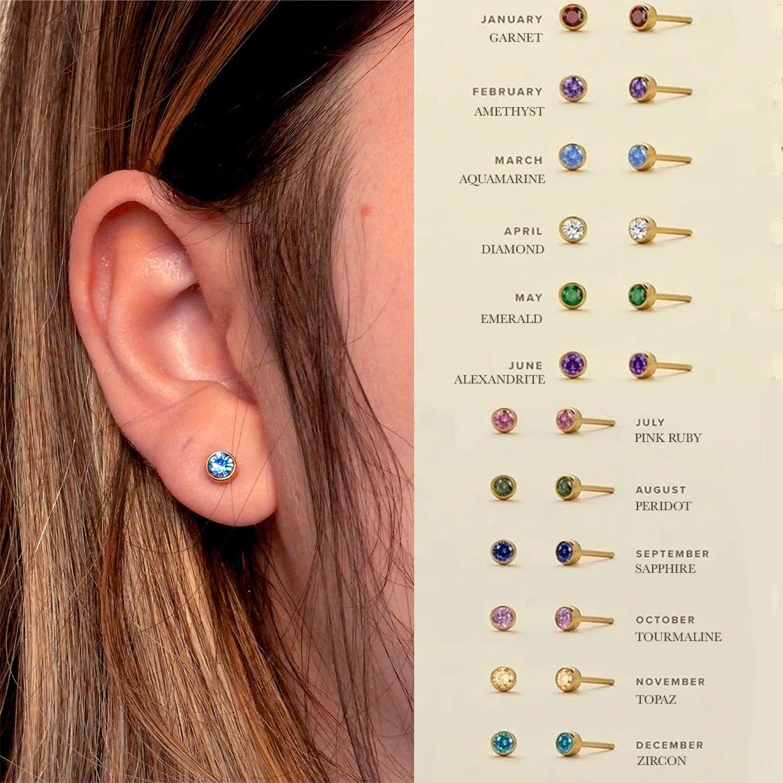 18k Gold Stud Birthstone Earrings by Stella Amoré