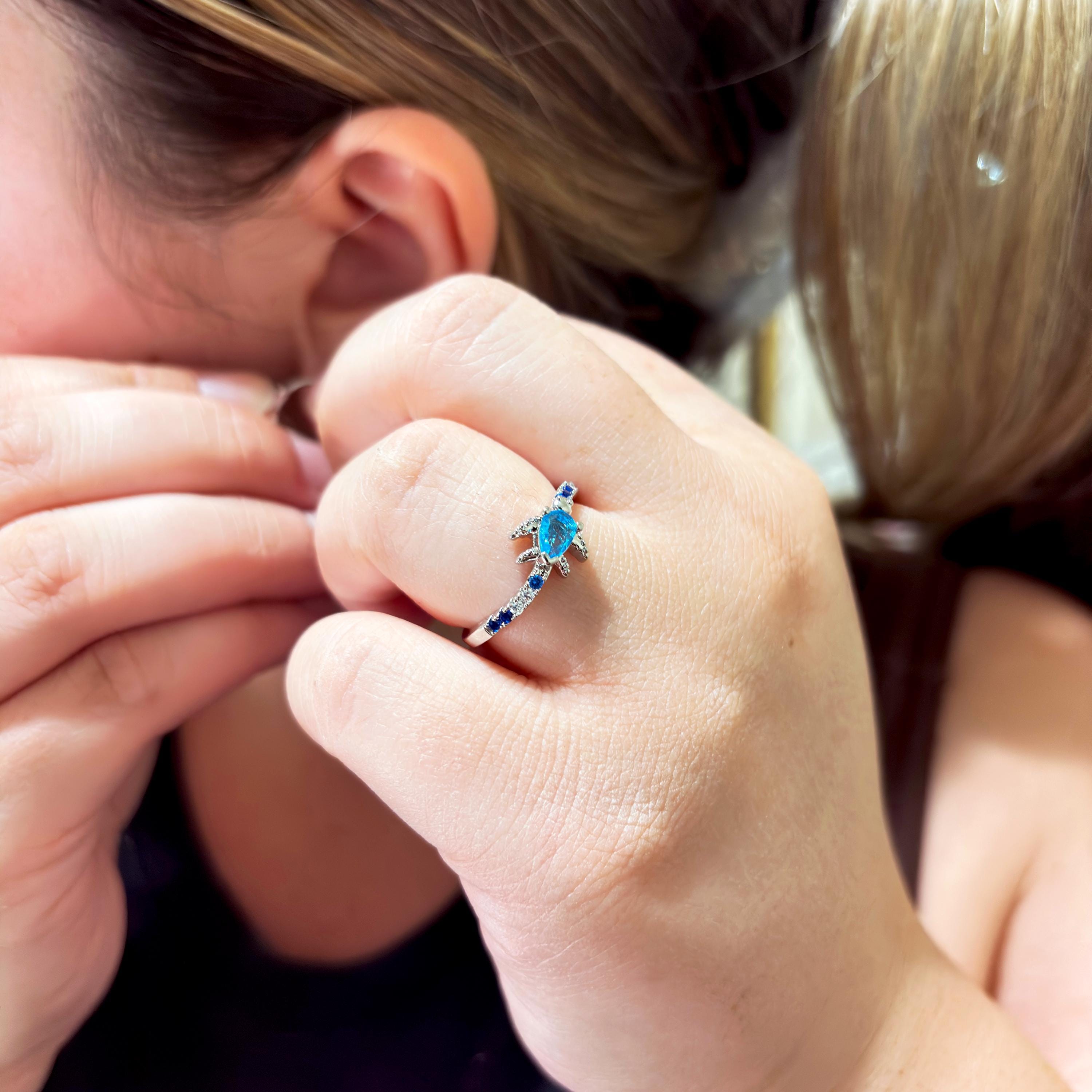 Sea Turtle Ocean Ring in 925 Sterling Silver by Stella Amoré