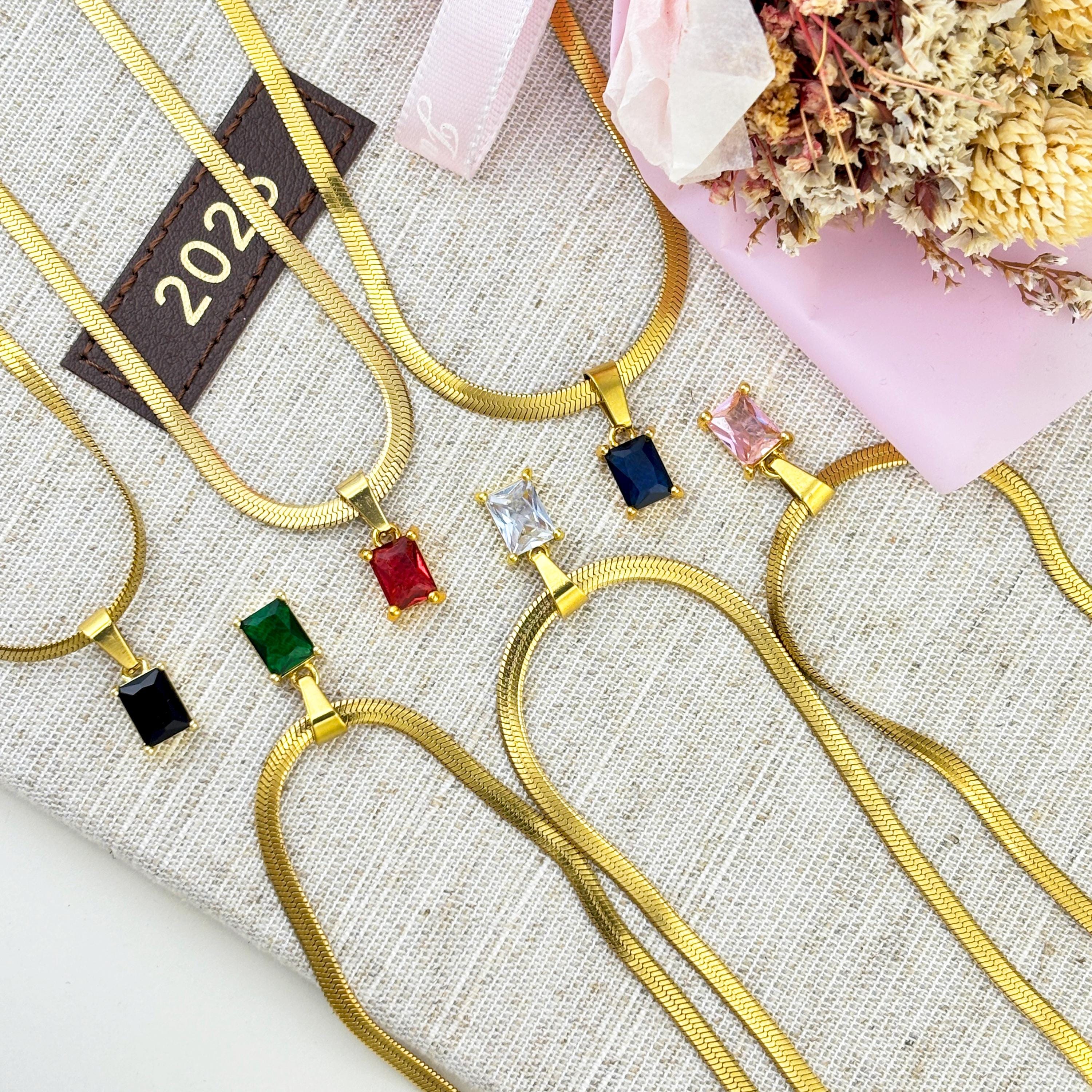 Blue Sapphire Herringbone Snake Chain by Stella Amoré