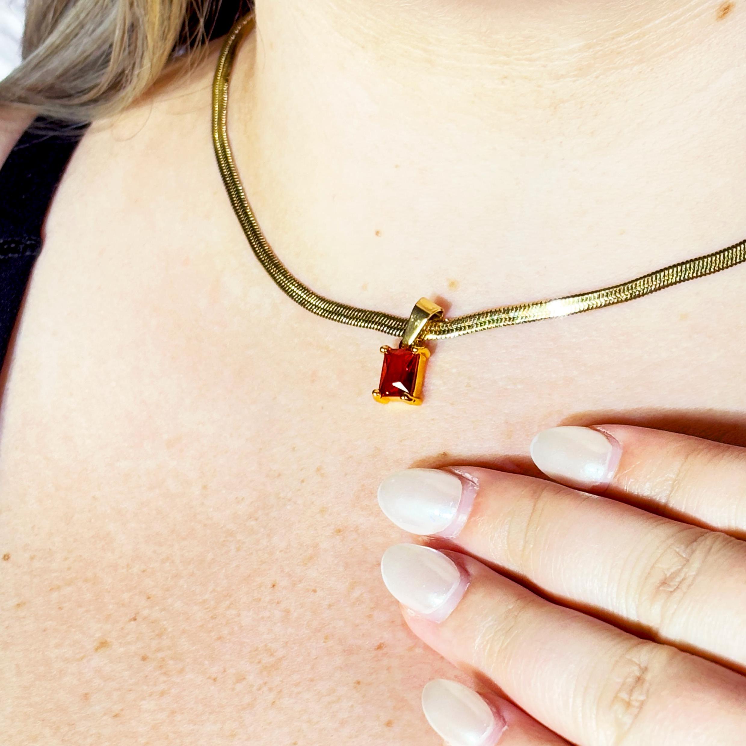 Red Ruby Snake Chain Necklace by Stella Amoré