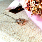 Double Interlocking Hearts 925 Sterling Silver Necklace by Stella Amoré