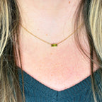 Dainty Horizontal Baguette Cut Ruby Necklace by Stella Amoré