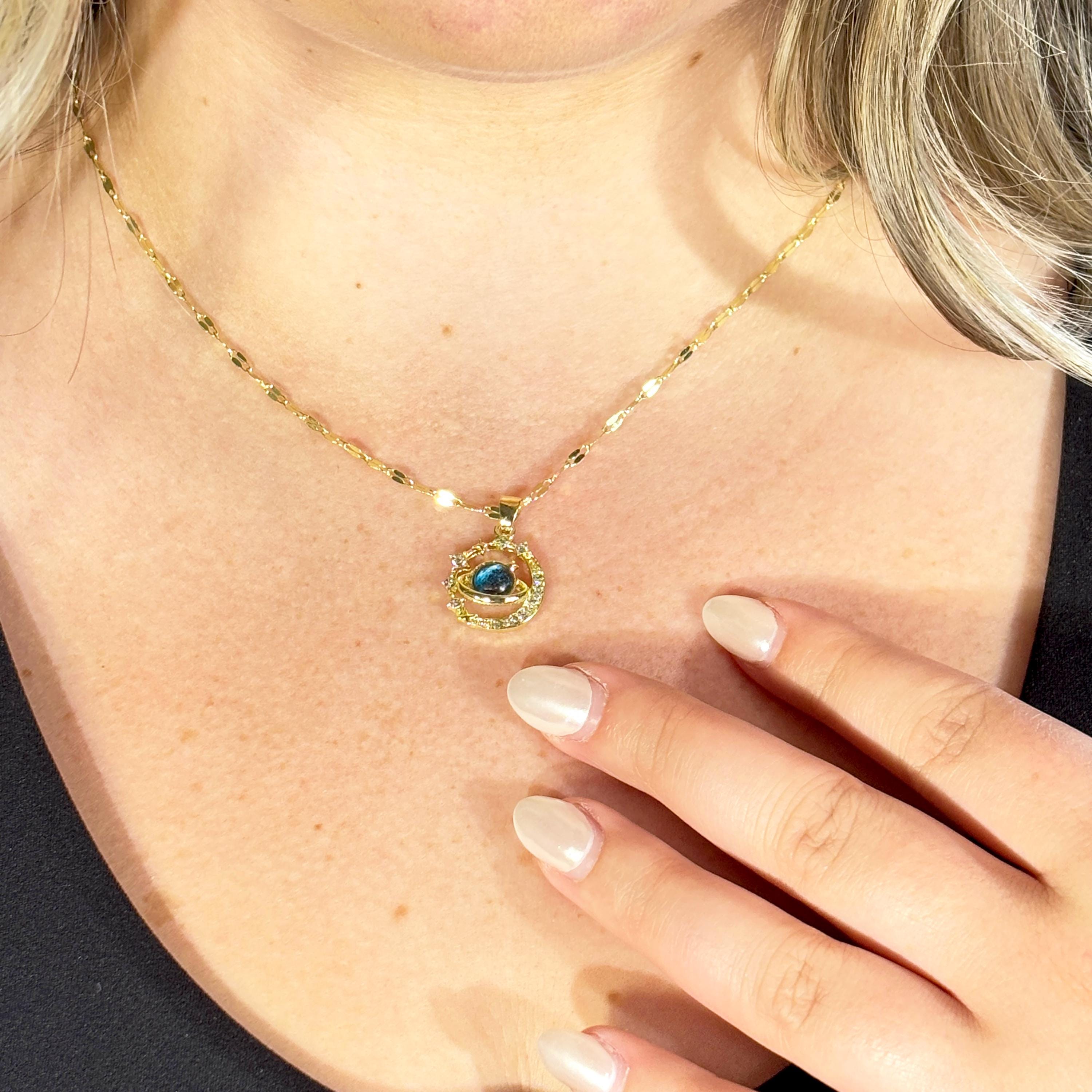 Celestial Galaxy Night Sky Star Moon Necklace by Stella Amoré