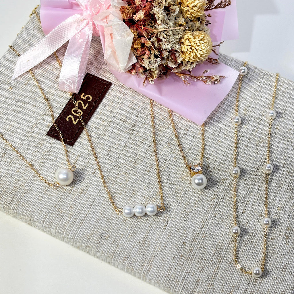 Dainty Freshwater Pearl Necklace Collection by Stella Amoré – Gold Chain Bridal Jewelry – Stacking Pearl Choker – Gifts for Wife
