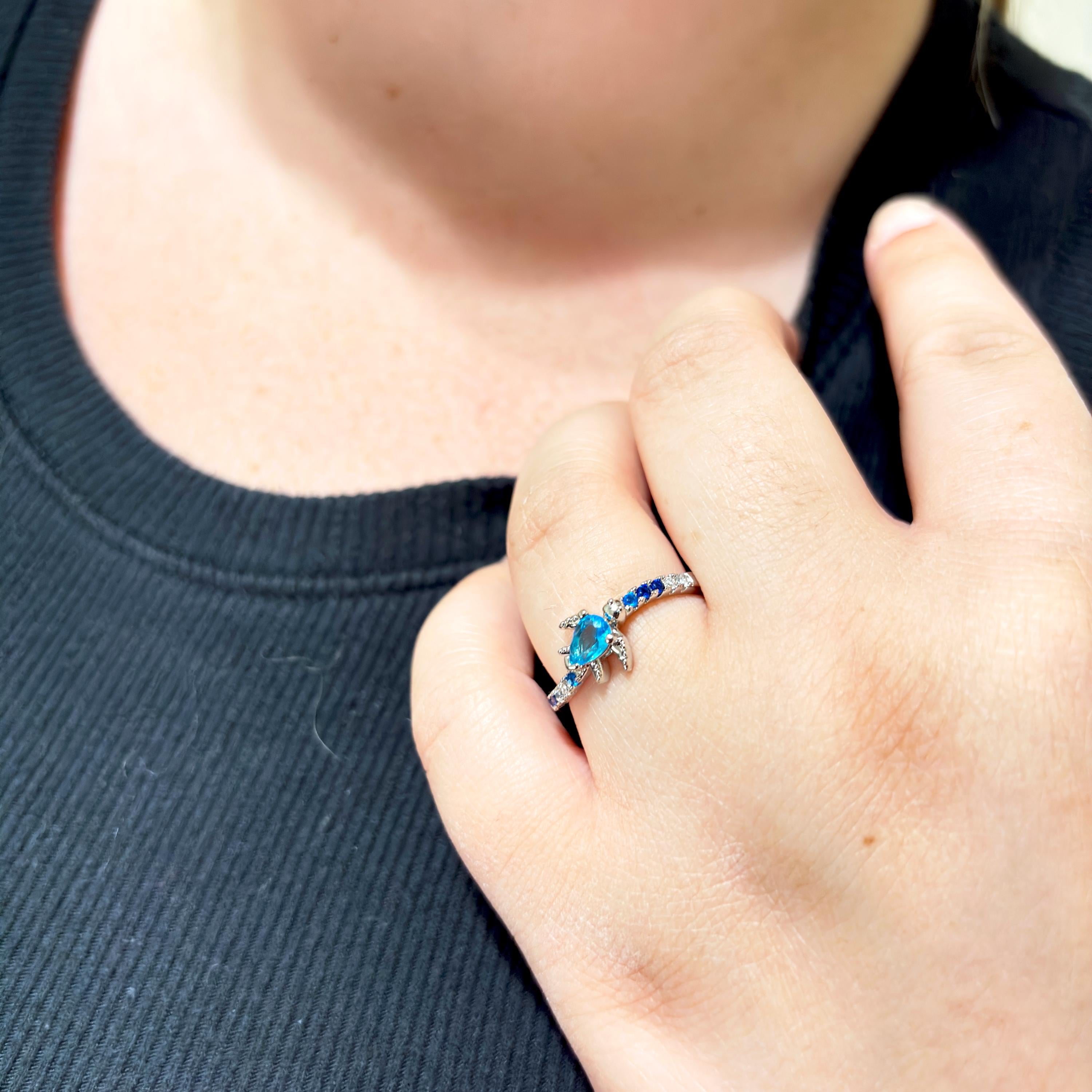 Sea Turtle Ocean Ring in 925 Sterling Silver by Stella Amoré