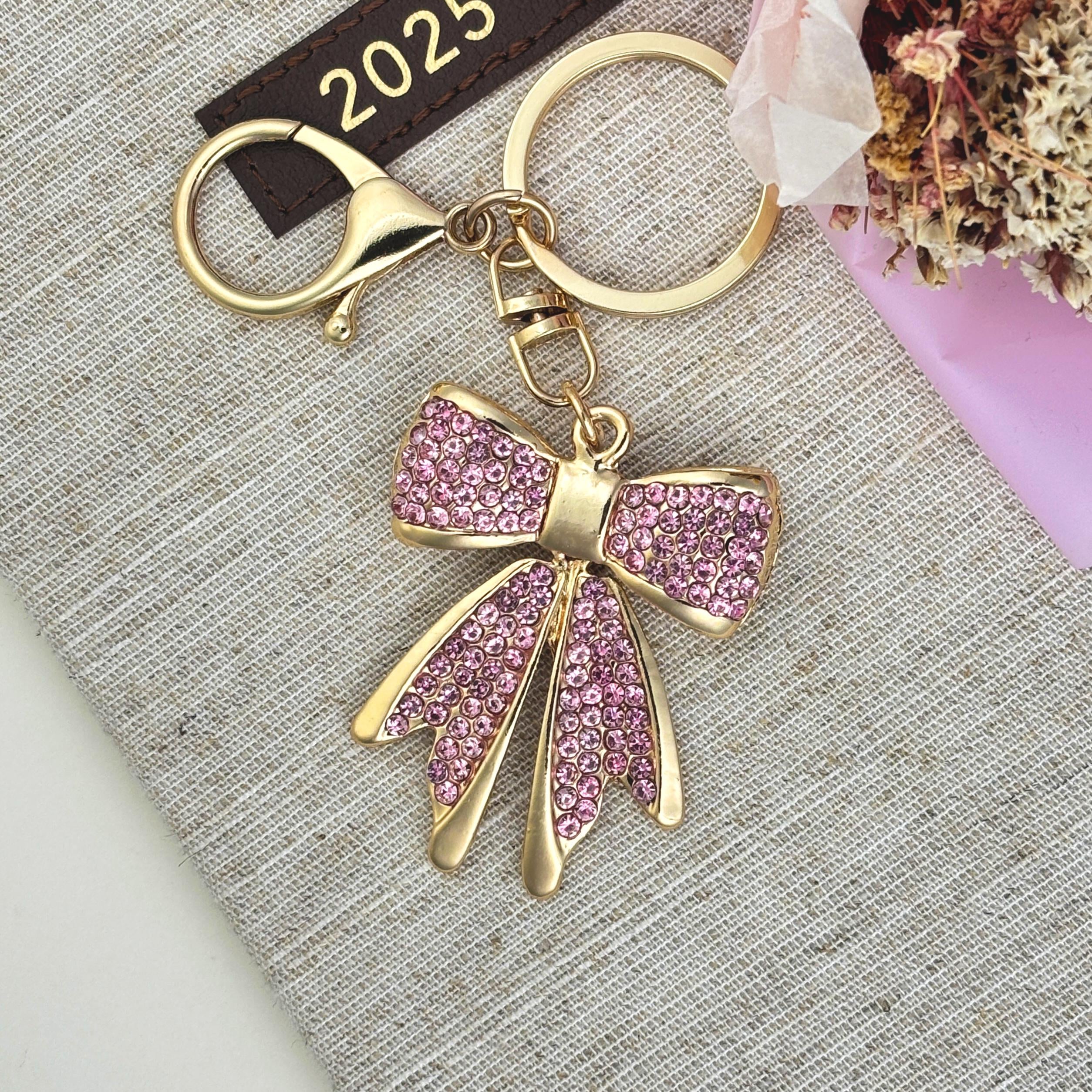 Black Rhinestone Bow Keychain – Bling Crystal Bow Charm, Coquette Balletcore Bag Keychain, Cute Gift for Mom, Stocking Stuffer