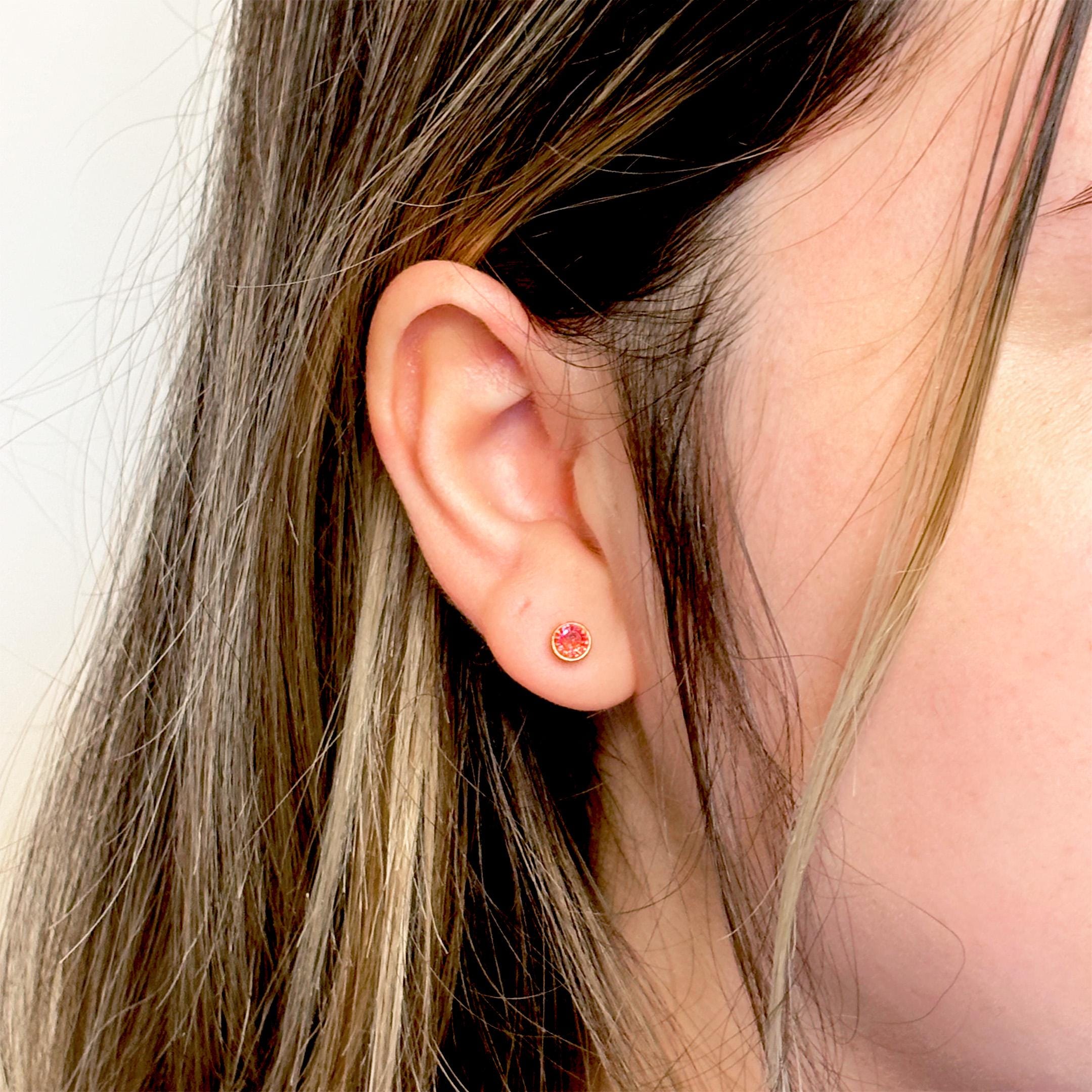 18k Gold Stud Birthstone Earrings by Stella Amoré