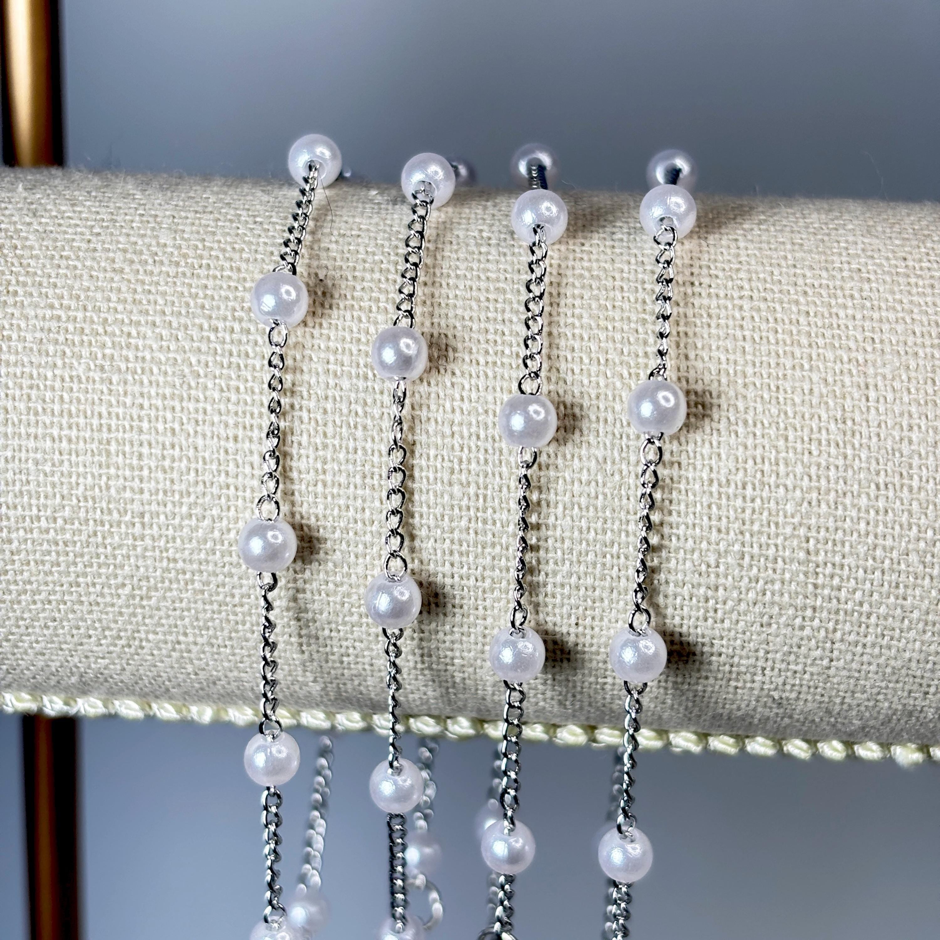 Minimalist Silver Pearl Layering Bracelet by Stella Amoré