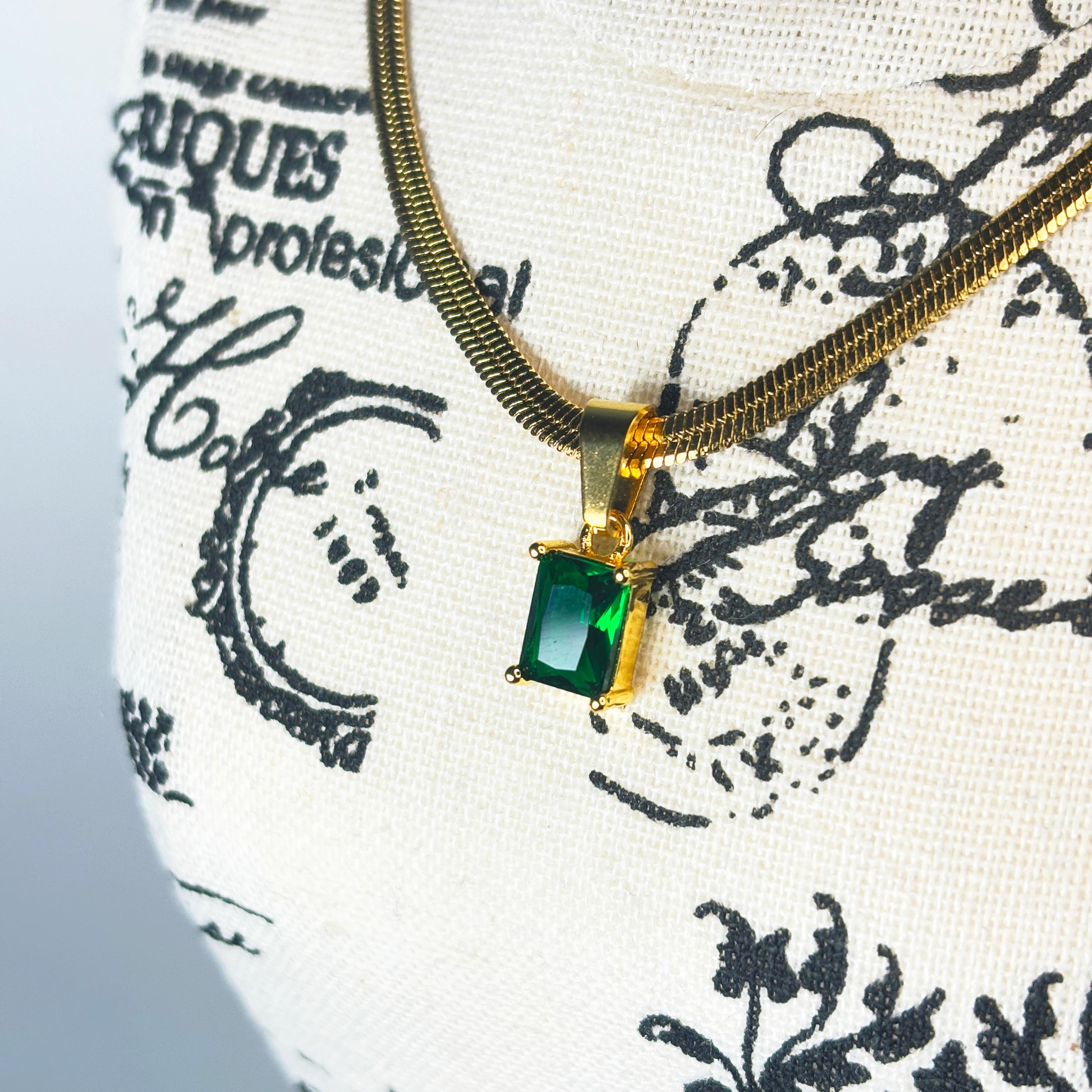 18k Snake Chain with Baguette Black Obsidian Pendant by Stella Amoré