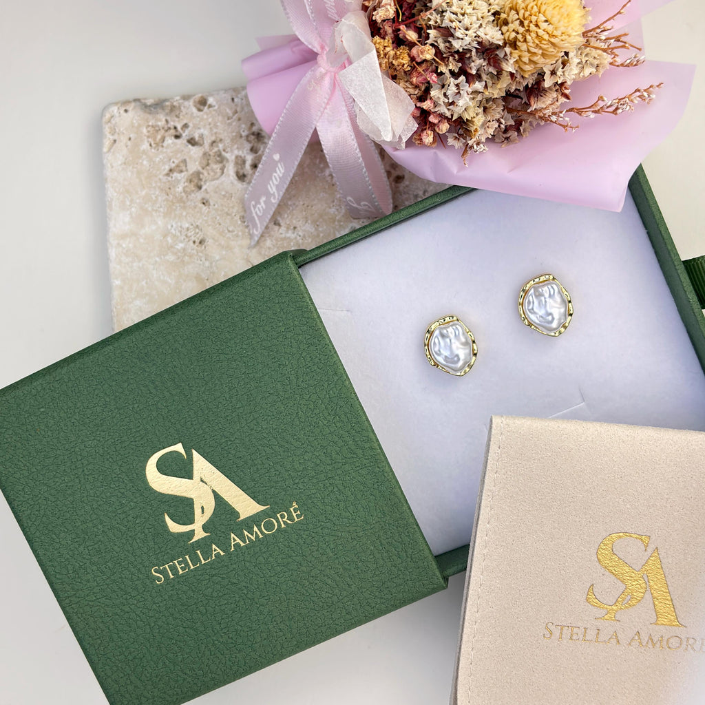 Irregular Baroque Pearl Stud Earrings by Stella Amoré