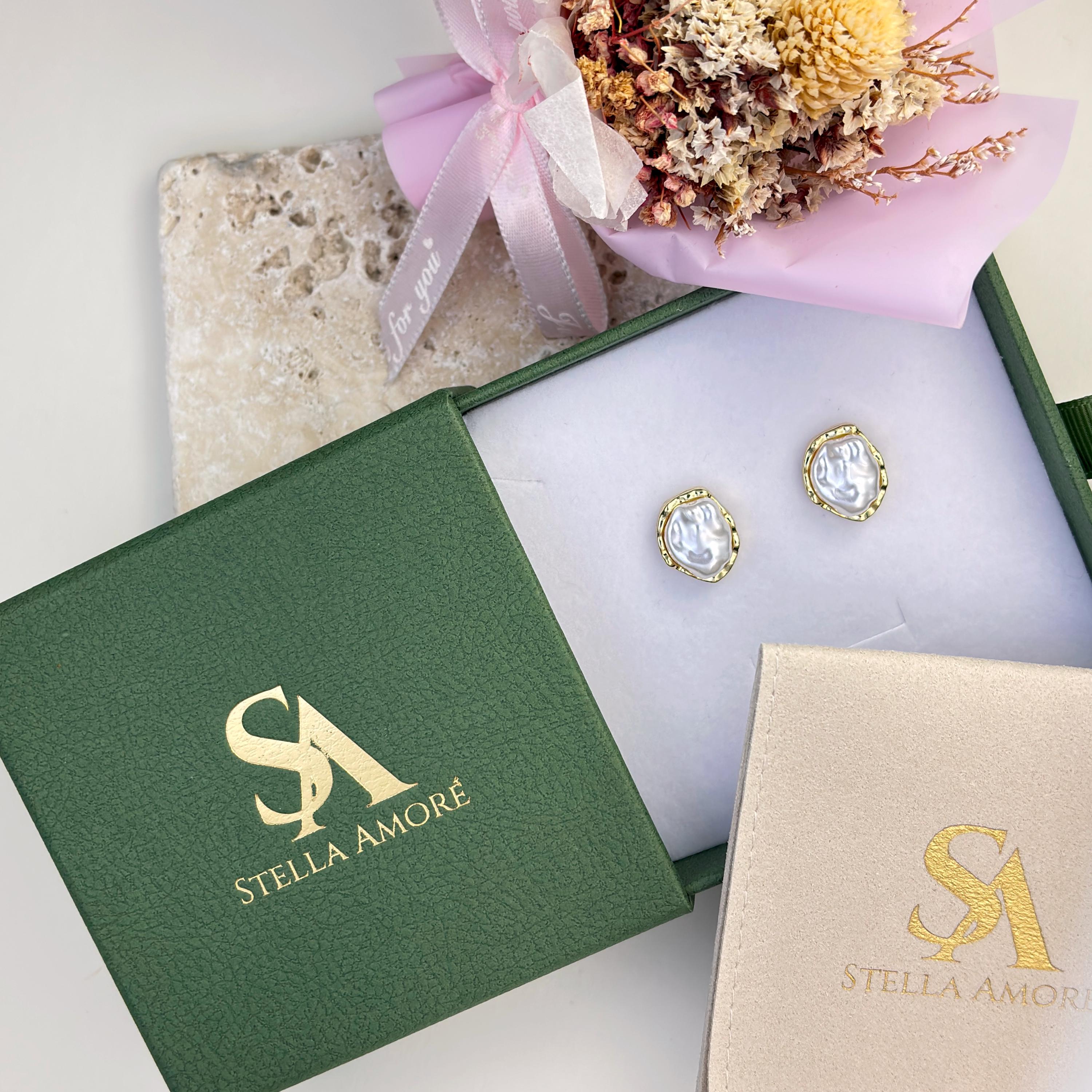 Irregular Baroque Pearl Stud Earrings by Stella Amoré