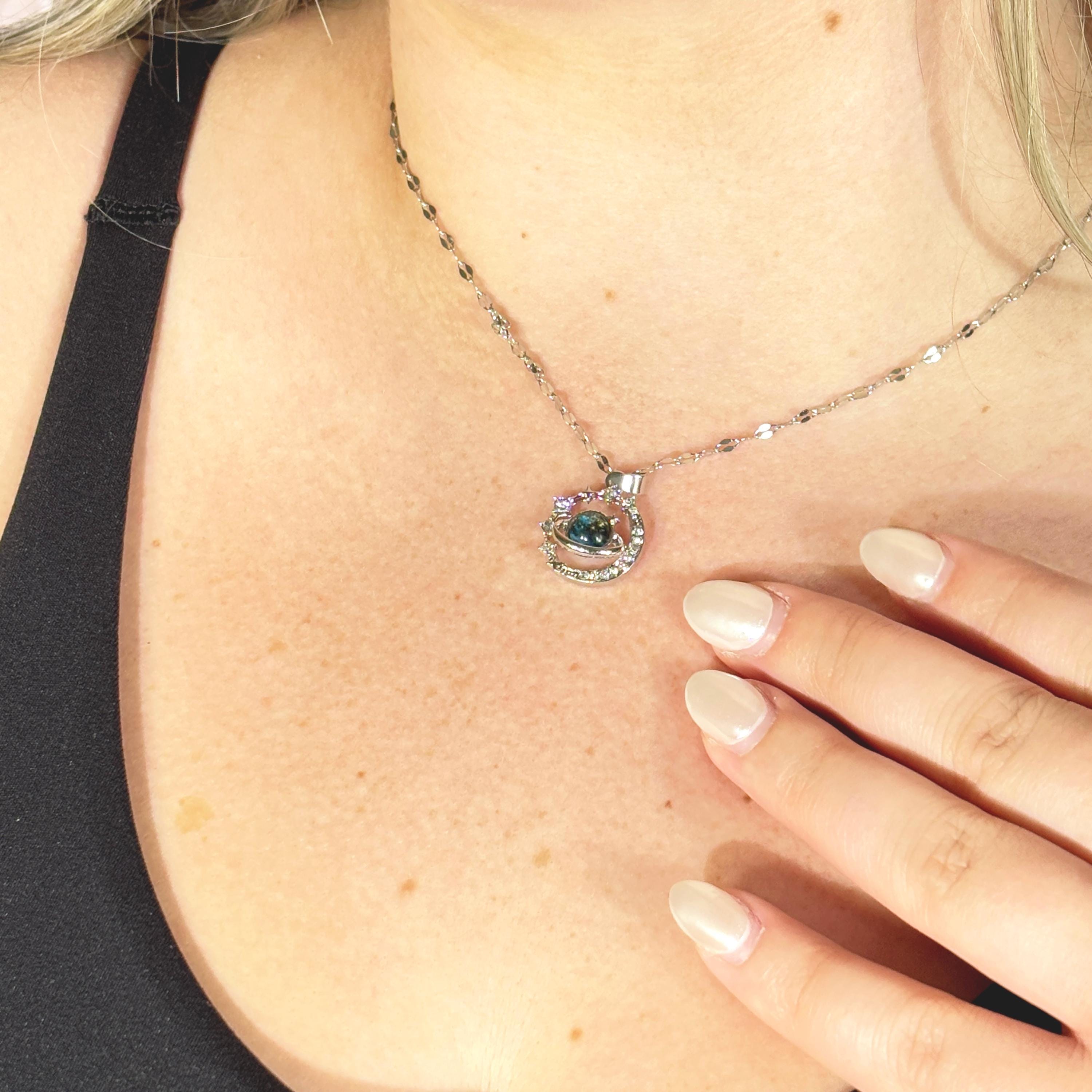 Celestial Galaxy Night Sky Star Moon Necklace by Stella Amoré