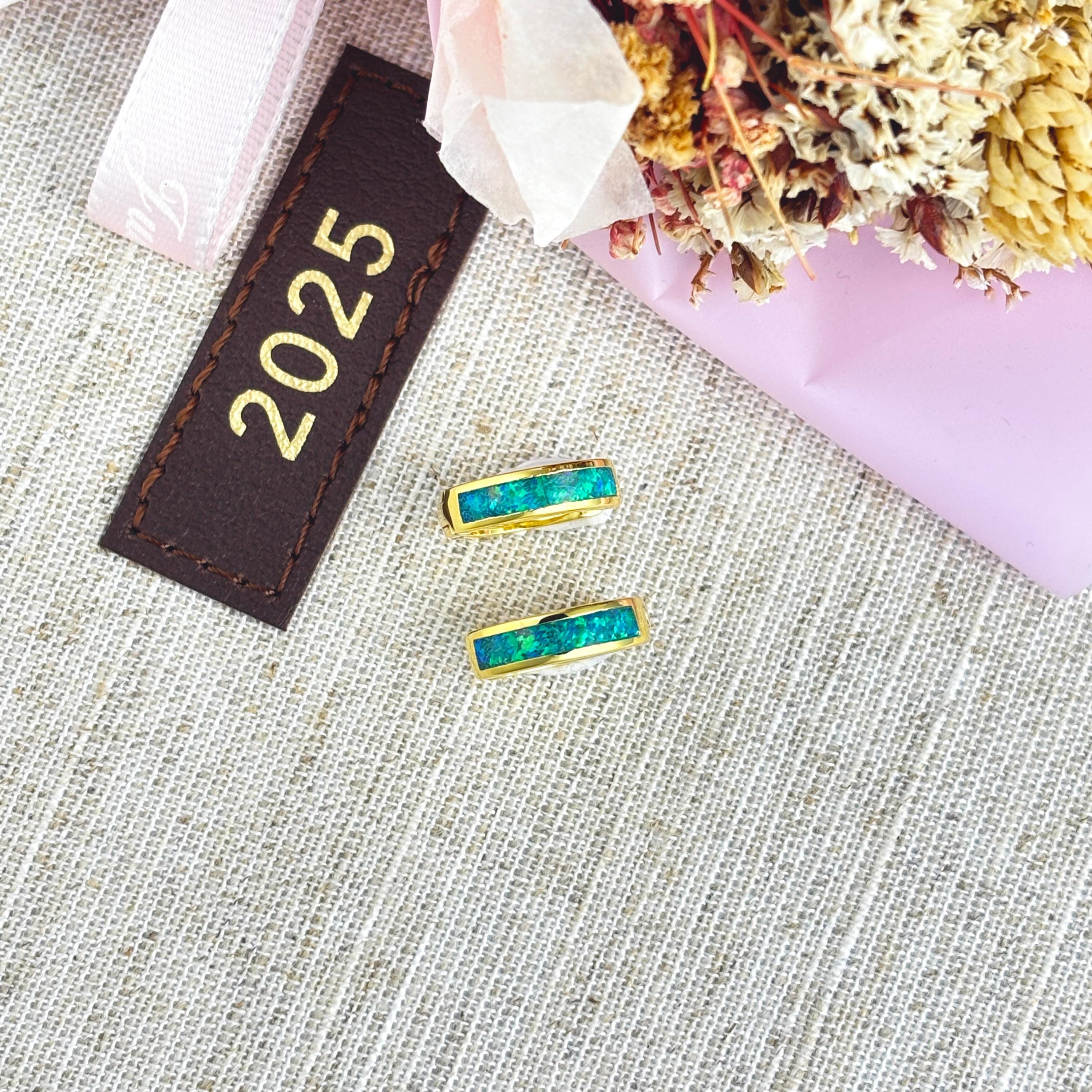 Opal Hoop Earrings 18k Gold Plated by Stella Amoré