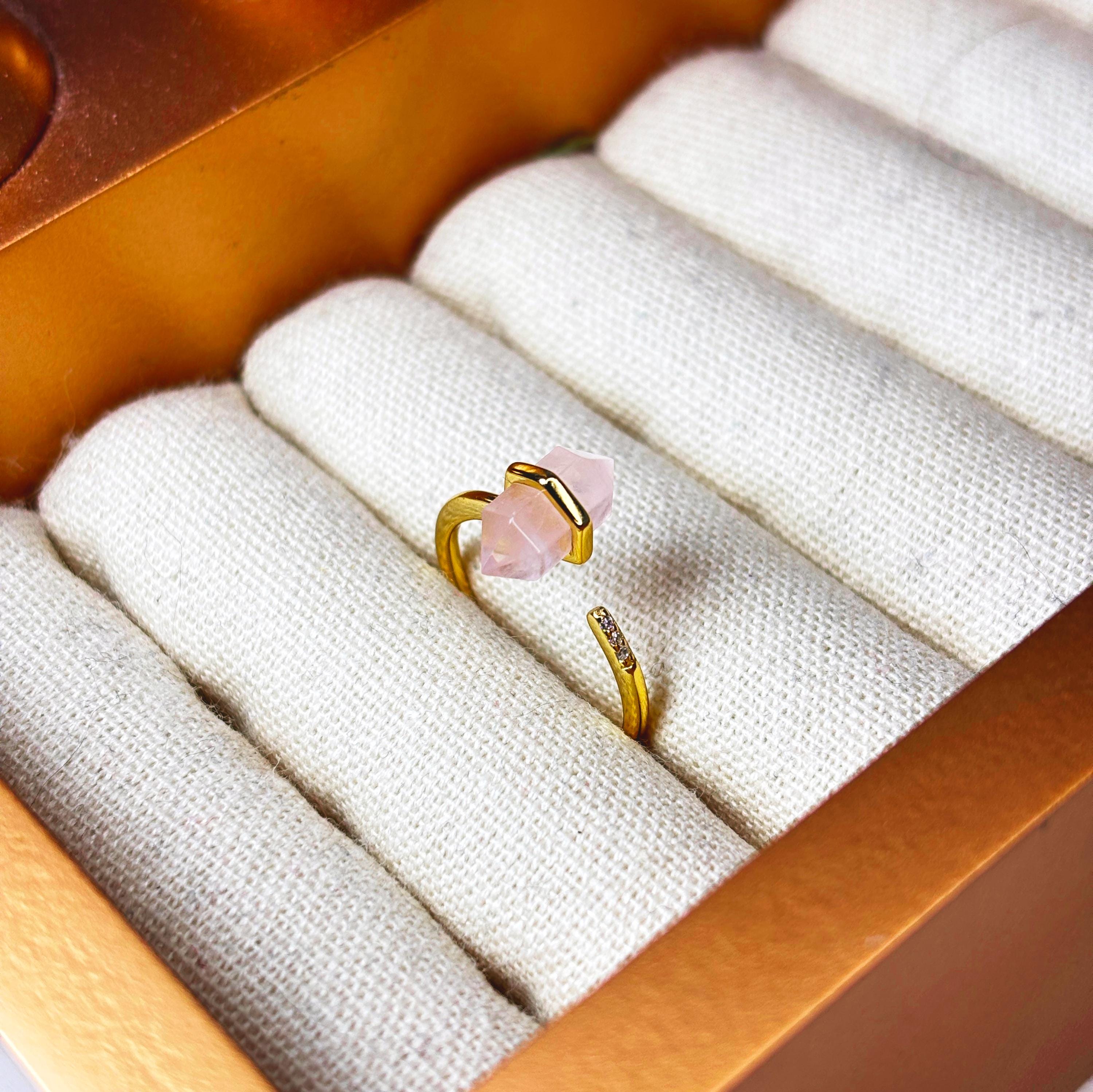 Rose Quartz Crystal Wand Ring by Stella Amore