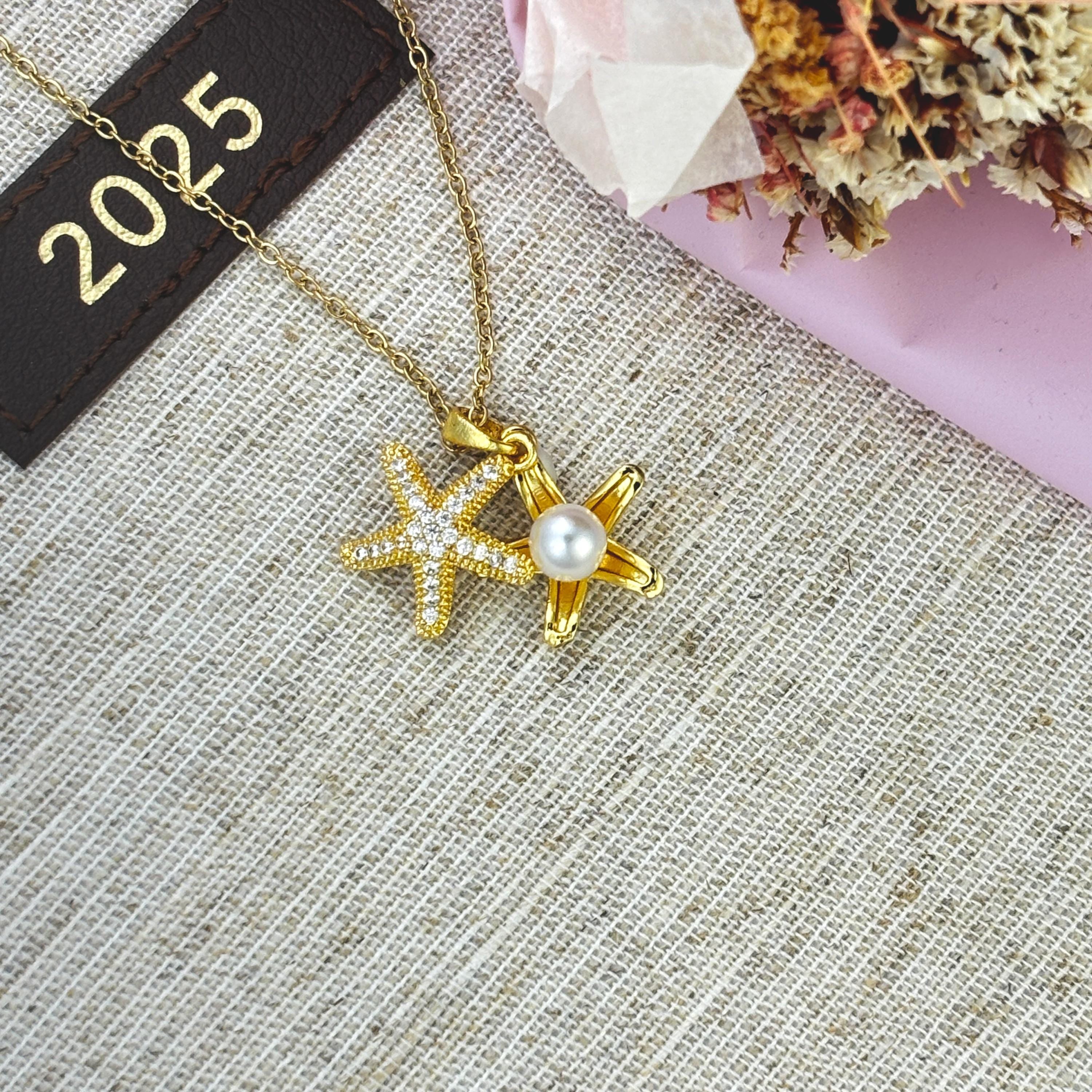 Starfish Oyster Pearl Necklace by Stella Amoré