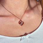 925 Silver Double Heart Necklace with Round Cut CZ by Stella Amoré