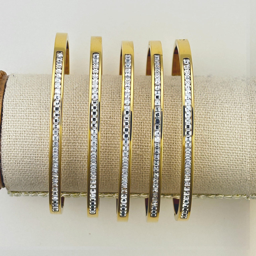 Dainty CZ Tennis Bangle Bracelet by Stella Amoré