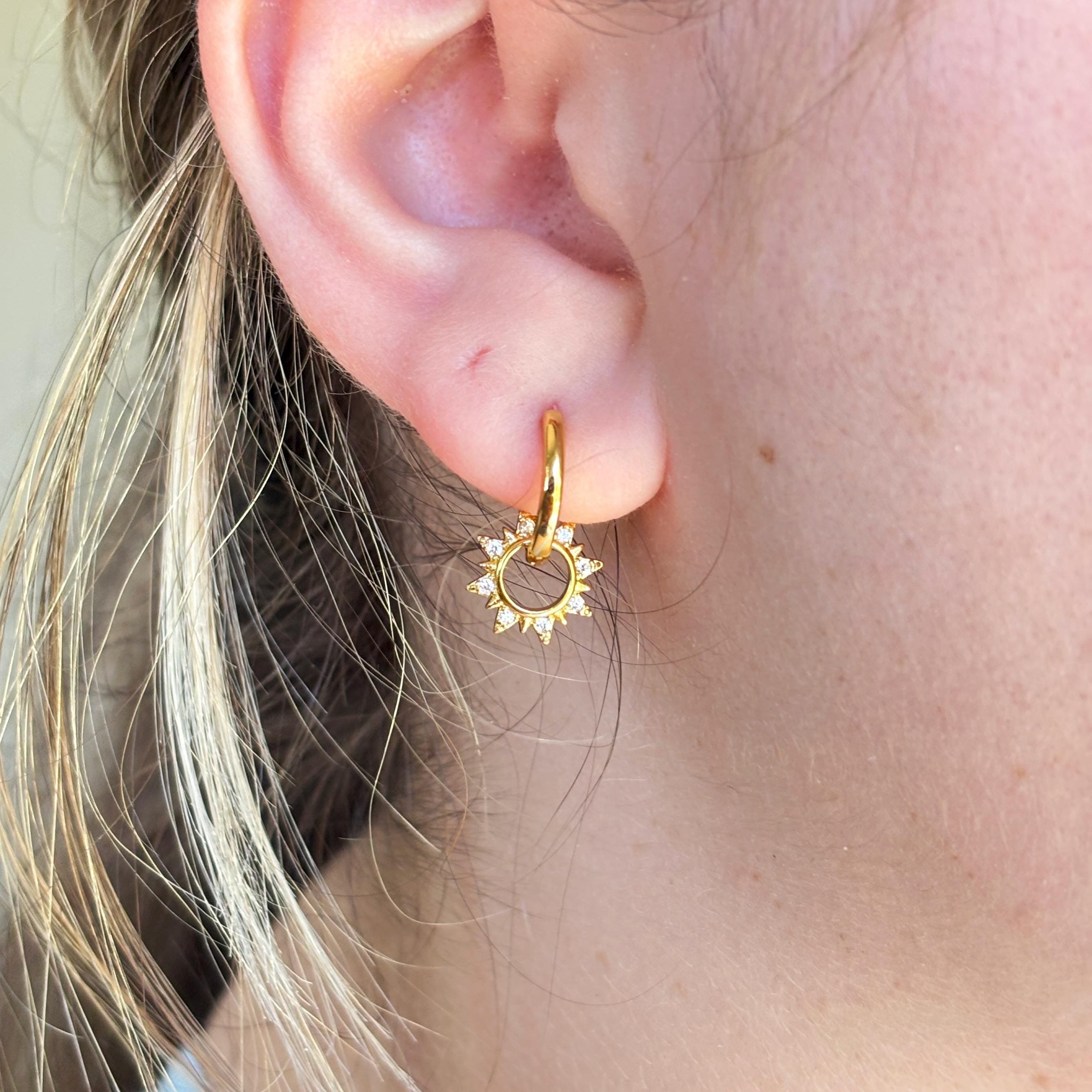 Mismatched Sun Star Moon Dangle Earrings by Stella Amoré