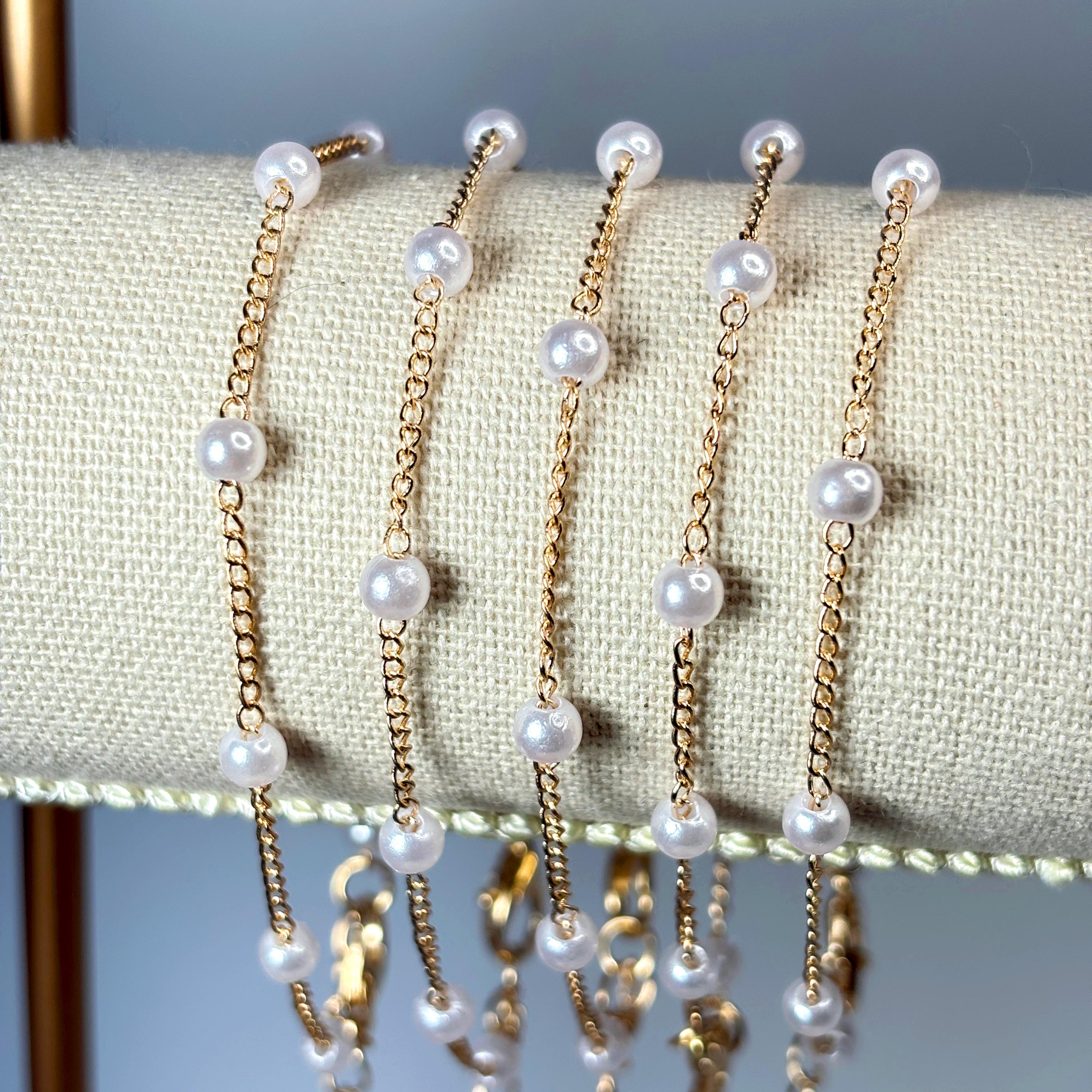 Minimalist Silver Pearl Layering Bracelet by Stella Amoré