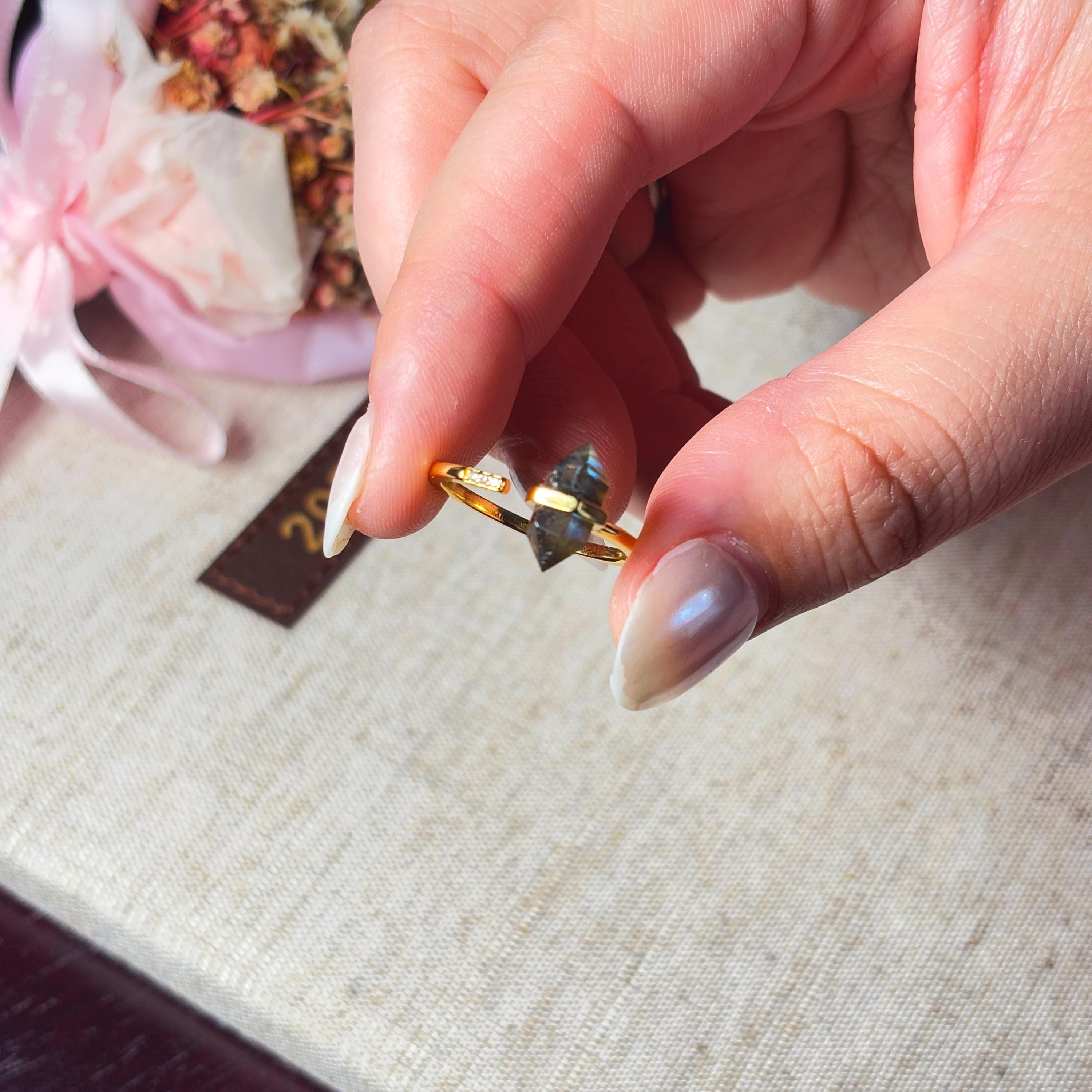 Labradorite Crystal Wand Ring by Stella Amore