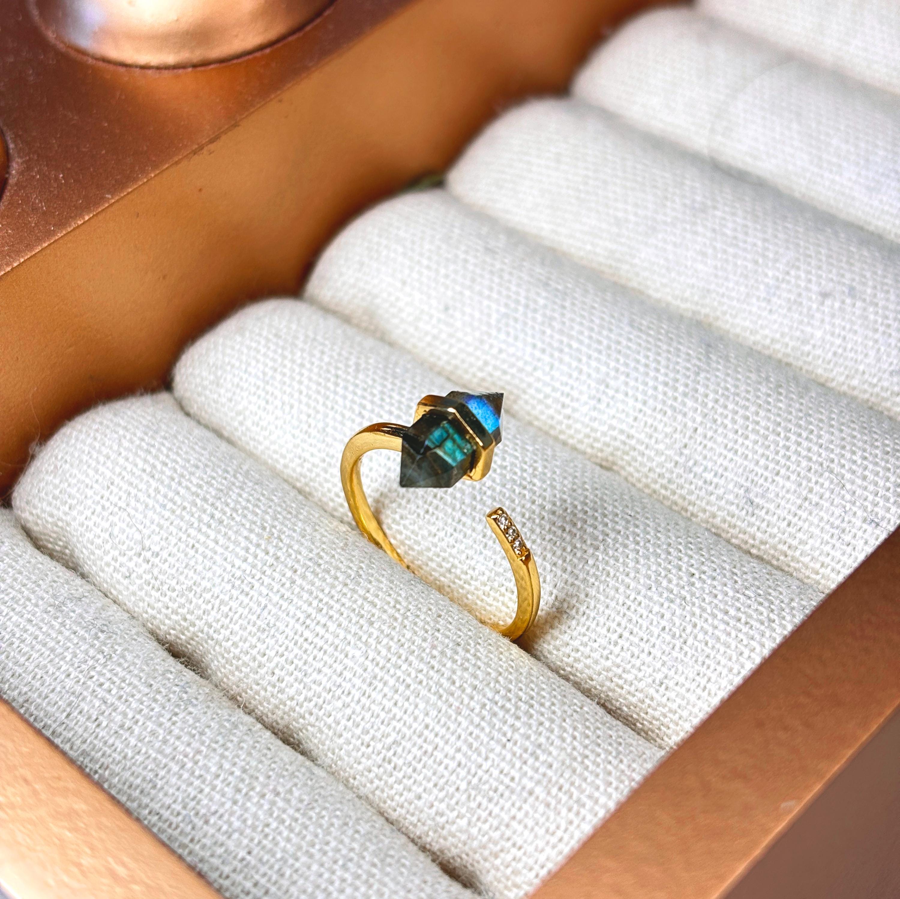 Labradorite Crystal Wand Ring by Stella Amore