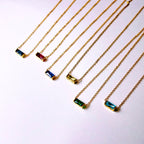 Dainty Horizontal Baguette Cut Ruby Necklace by Stella Amoré