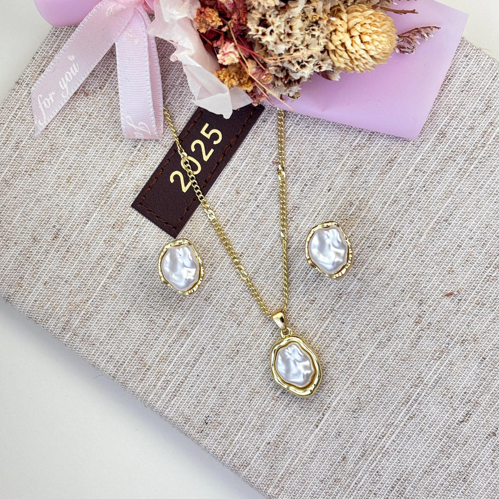 Irregular Baroque Pearl Stud Earrings by Stella Amoré