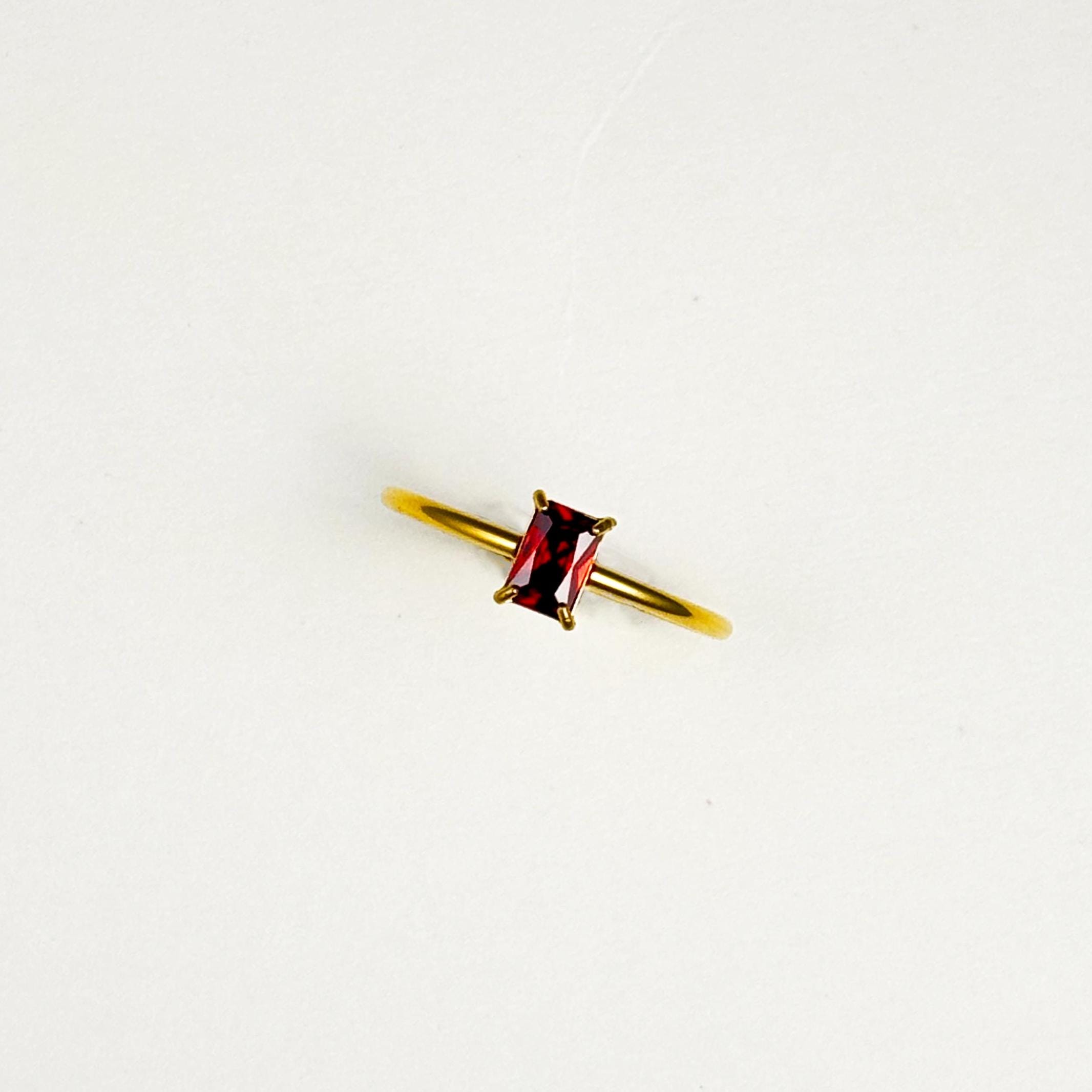 18k Gold Plated Diamond Baguette Ring by Stella Amoré