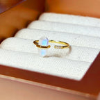 Moonstone Crystal Wand Ring – Adjustable Hexagonal Crystal Point