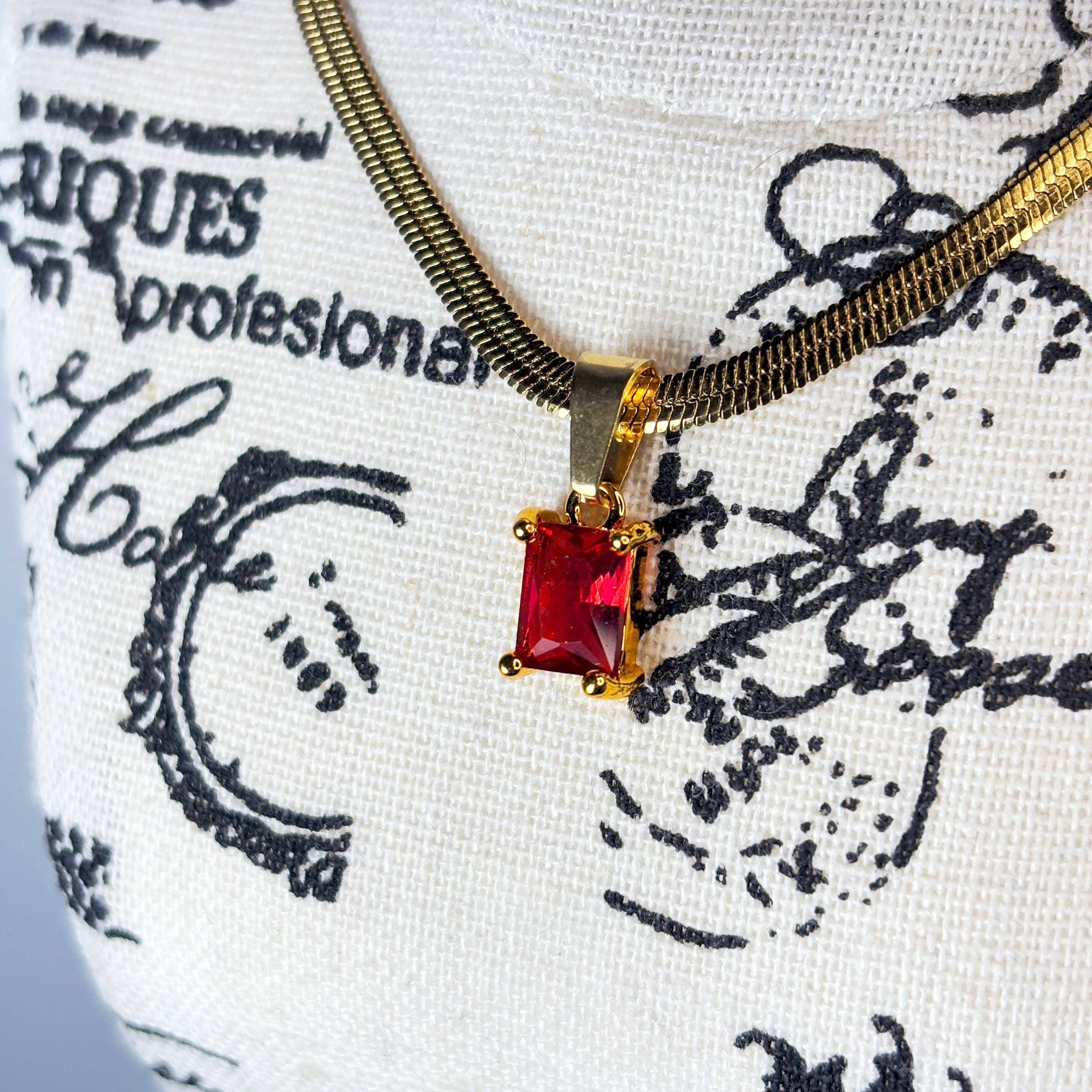 Red Ruby Snake Chain Necklace by Stella Amoré