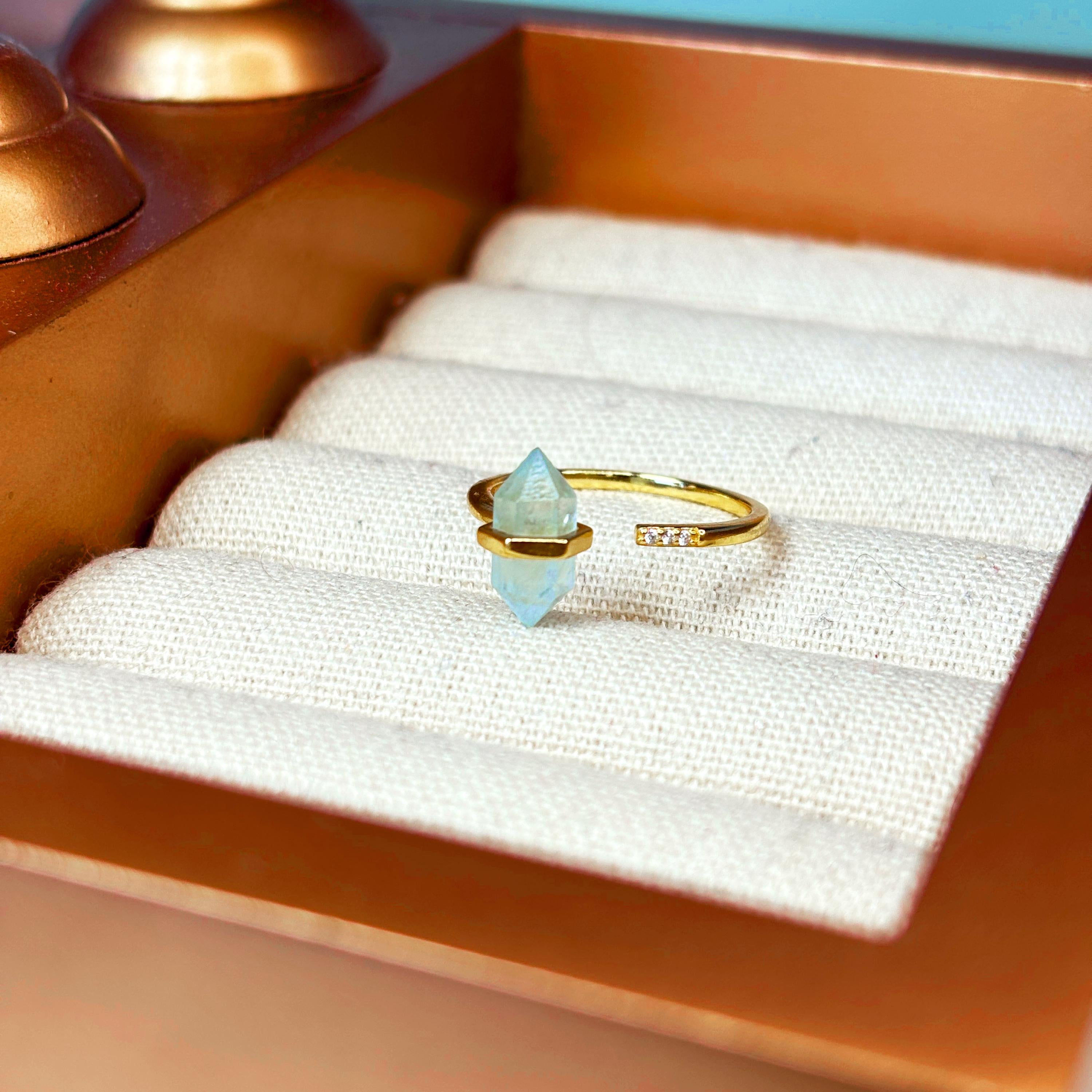 Rose Quartz Crystal Wand Ring by Stella Amore