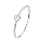 Heart Padlock Bangle Bracelet – 18K White & Yellow Gold Vermeil over Sterling Silver Sentimental Gift for Her, Promise Jewelry