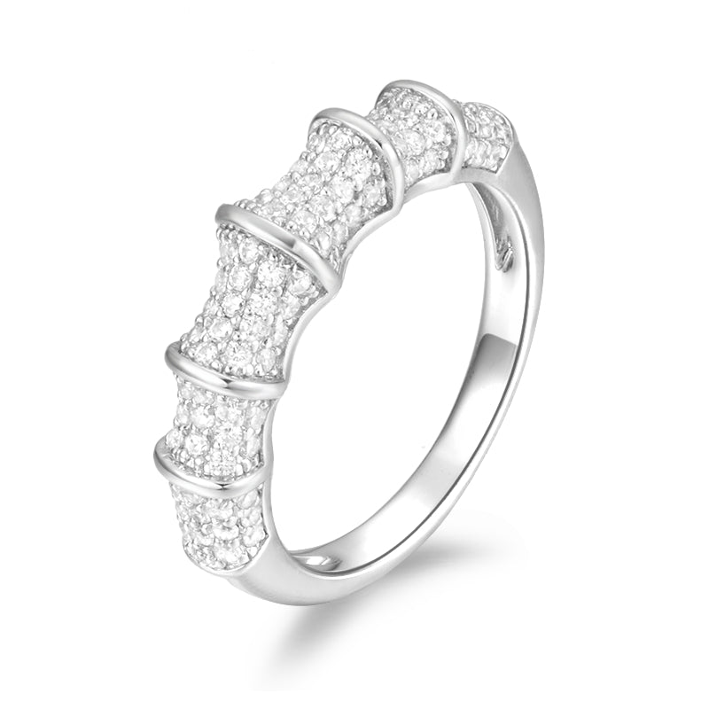 Irregular Silver Sculptural Cocktail Ring with Modern CZ Band by Stella Amoré