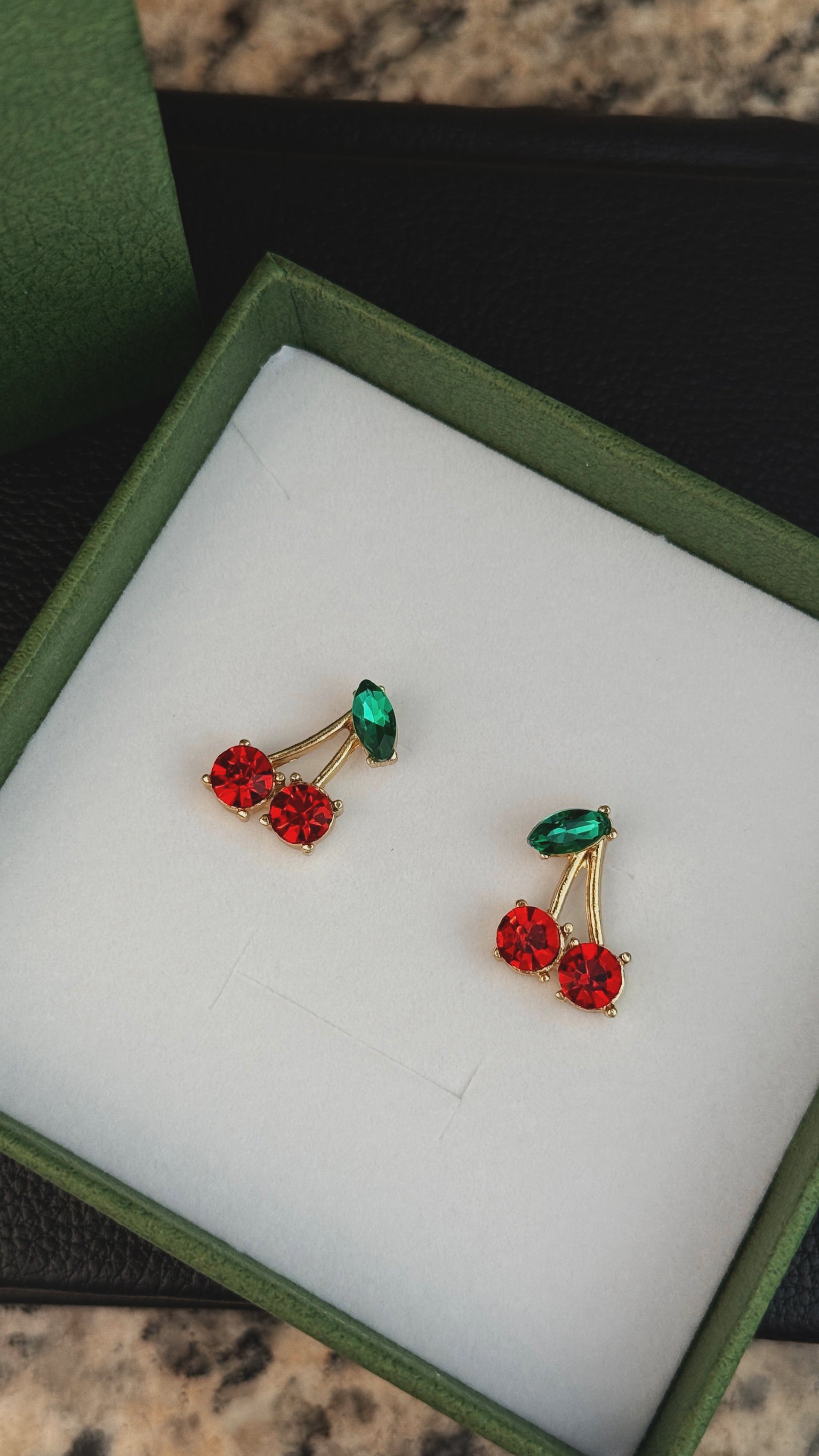 Cherry Stud 14K Gold Plated Hypoallergenic Earrings by Stella Amoré