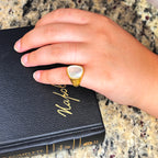 Chunky Unique Mother of Pearl Pinky Ring by Stella Amoré