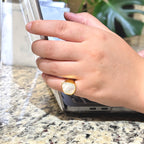 Chunky Unique Mother of Pearl Pinky Ring by Stella Amoré