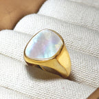 Chunky Unique Mother of Pearl Pinky Ring by Stella Amoré