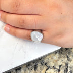 Chunky Unique Mother of Pearl Pinky Ring by Stella Amoré