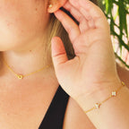 Gold Clover Bracelet by Stella Amoré: 18k Gold Plated Sterling Silver with Sparkling CZ