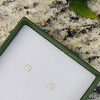 Gold Clover Stud Earrings: 18k Gold Plated Sterling Silver CZ