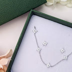 Gold Clover Stud Earrings: 18k Gold Plated Sterling Silver CZ