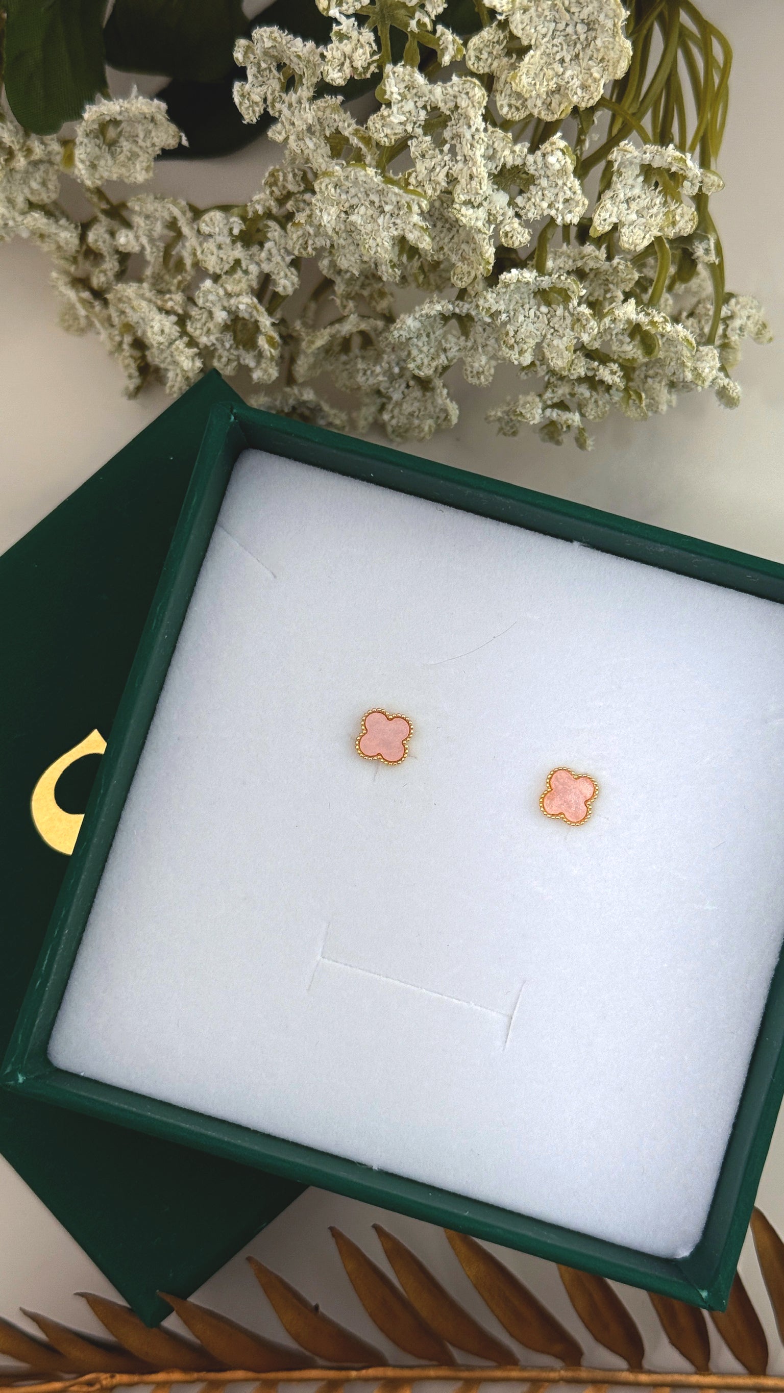 14K Gold Clover Stud Earring Set: 925 Sterling Silver Posts, Dainty Flower Earrings