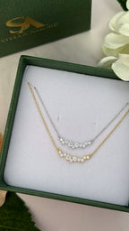 Curved Cluster Smile Layering  Necklace by Stella Amoré